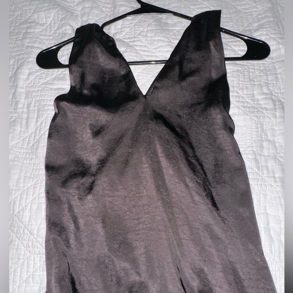 Unstoppable | BLACK SATIN CROSS OVER HALTERNECK MAXI DRESS - Picture 5 of 6